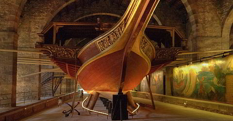 Replica of a medieval rowing galley