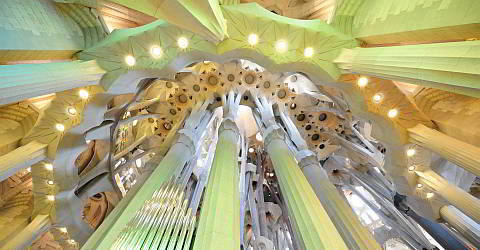 Looking up in the apse of the Sagrada Familia
