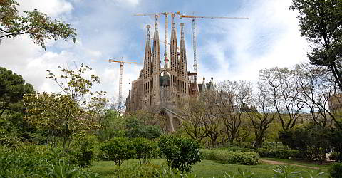 The Sagrada Familia with view on the Passion Facade